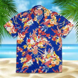 Men's Casual Shirts Men's Shirt Short Sleeve Cuban Style Oversize Hawaiian Tops 3D Print Summer Holiday Vacation for Men Z0224