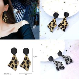 Dangle Earrings Fashion Leopard Print Long Women's Pendant Retro Leather Geometric Golden Punk Large Jewellery 2023