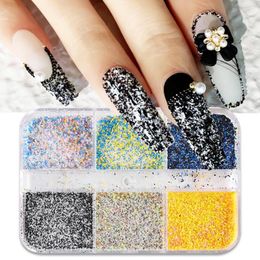 Nail Glitter Delicate High Saturation Bling Artwork Making Retro 3D Sand Sugar Plaid Art Powder DIY