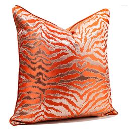 Pillow High Precision Embroidery Tiger Striped Jacquard Cover Light Luxury Orange Throw Pillowcase 45/50CM Sofa Bed Home Decor