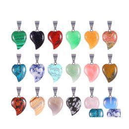 car dvr Charms Custom Assorted Quartz Small Heart Charm Necklace Pendant Diy Jewelry Healing Crystal Hearts Shaped Stone Pendants Drop Deliv Dh32I