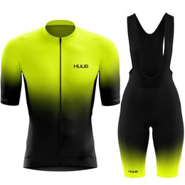Cycling Jersey Sets Team HUUB Clothing MTB 19D gel Bib Shorts Men Bike Set Ropa Ciclismo Triathlon 230228