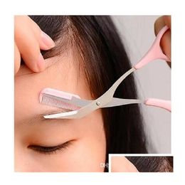 Eyebrow Tools Stencils Trimmer Scissors With Comb Makeup Hair Removal Grooming Sha Shaver Eyelash Clips Drop Delivery Health Beaut Dhncj