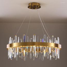 Chandeliers Modern Round Gold Chandelier In The Living Room Bedroom Dining Home Decoration Crystal Hanging Lamp LED Light Fixture