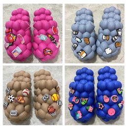 Slippers Bubble Slides With Charms Beach Men Women Sandals 2022 Summer House Shoes Platform Ball Size 35-48 Y2302