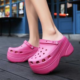 Slippers 2022 Summer Women's Sandals New Heightening Fashion Hollow Breathable Hole Shoes Outdoor Beach Y2302