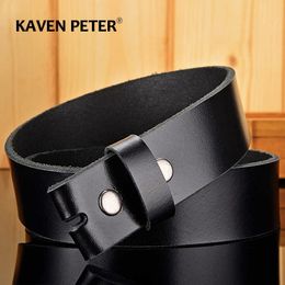 Belts Top Grain Leather Belt Without Buckle Male 100 Genuine Leather Belt For Jeans 38cm Width Men Cowskin Black Strap Drop shipping Z0228