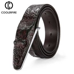 Belts Men Luxury Belts Snake Buckle Crocodile Patter Genuine Leather Belts for Men High Quality Vintage Brand Jeans Strap ZD2110 Z0228