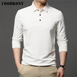 Men's Polos COODRONY Brand Spring Autumn Arrivals High Quality Pure Colour Business Casual Long Sleeve Polo-Shirt Men Clothing Tops C5050 230228