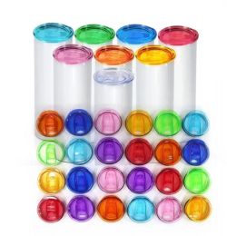 Stock Colourful Sliding Lids Use for 15oz 20oz 25oz Stainless Steel Straight Tumbler Glass Can Replacement Lid Spill Proof Splash Resistant Silicone Covers