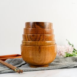 Bowls Wooden Healthy Grade Materials Children's Chinese Style Circular Solid Bowl Exquisite Pattern