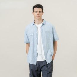 Men's T Shirts 2023 Summer Short Sleeve Linen Cotton Men Vertical Striped Casual Cool