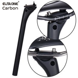 Bike Groupsets ELITAONE MTB Carbon Seat Post 31 6 30 9 27 2 Offset 20mm Road Seatpost Fibre Base Cover 230228