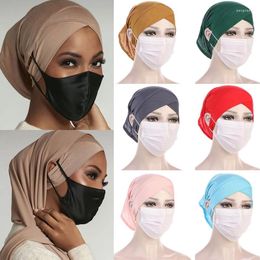 Ethnic Clothing Soft Modal Muslim Stretchy Turban Hat Full Cover Inner Hijab Caps With Hole Islamic Underscarf Bonnet Turbante Mujer