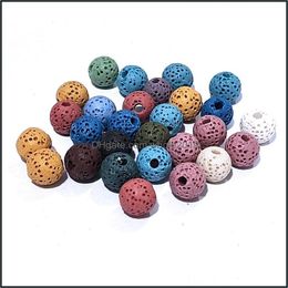 Stone Assorted 10Mm Seven Chakras Colorf Lava Loose Beads Charms Beaded Diy Bracelet Necklace Jewellery Making Accessories Drop Deliver Dhixp