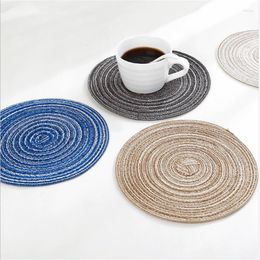 Table Mats Mat Round Placemat Heat Insulation Pad Decorative For Home Restaurant Red/Coffee/Green/Khaki/Blue