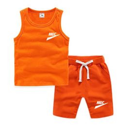 New Clothing Sets Summer Sleeveless Vest Shorts Kids Tracksuit Thin Breathable Children's Sports Sets Boys