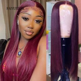 Synthetic Wigs Burgundy Transparent Lace Front Wig Synthetic for Black Women Cosplay White Blonde Natural High Quality 230227