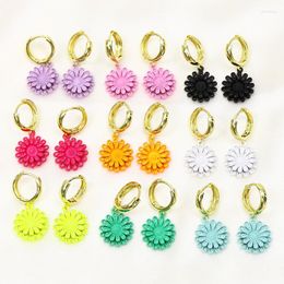 Dangle Earrings 5 Pairs Spray Paint Flower Shape Drop Gift For Women Jewellery Simple Daisy 51966