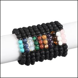 Beaded Natural Stone Volcanic Lava Oil Diffusion Bracelet Men And Women 8Mm Handmade Drop Delivery Jewellery Bracelets Dhape