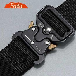 Belts FRALU belt men outdoor hunting metal tactical belt multifunction alloy buckle high quality Marine Corps canvas belt for men Z0228