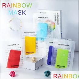 Other Skin Care Tools 5Pcs/Box Five Color Rainbow Facial Mask Mtieffect Moisturizing Brightening Colorf Masks Set Face Drop Delivery Dhns0