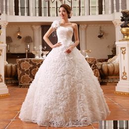 In Stock Wedding Dresses One Shoder Flower Vestidos Plus Size Bridal Dress Ball Gown Under 1 Dha7D