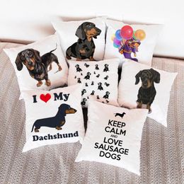 Pillow /Decorative Fashion Colourful Dog Printed Cover Home Dachshund Decorative Sofa Coffee Car Chair Throw Case Almofada Coj