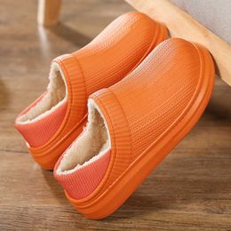 Slippers Women Waterproof Winter Slippers Plush Lining Warm Men Sandals Thick Platform Indoor NonSlip Couples Home Shoes Z0215