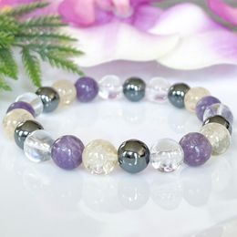 Strands MG1780 Virgo Zodiac Gemstone Citrine Hematite Lepidolite Clear Quartz Bracelet