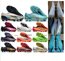 Gift Bag Mens Football Boots X Speedportal FG Laceless Outdoor Soccer Shoes Pink Orange Green Leather Comfortable Electroplate Trainers Football Cleats US 6.5-11