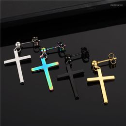 Stud Earrings Personalised Fashion Titanium Steel Trend Jewellery Stainless Hanging Cross Trendy Men's