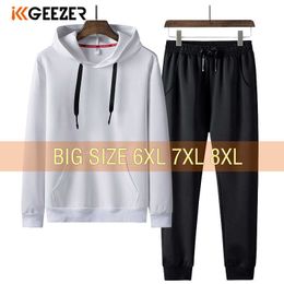 Men's Tracksuits Men's Hoodie 5XL 6XL 7XL 8XL Overalls Tracksuit Set Sweatshirts 2022 Pants Casual Hoodie Pullovers Street Black Hoodie Z0224