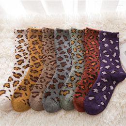 Women Socks Wool Warm Medium Tube Japanese College Style Thickened Solid Leopard Girls' Fashion Sports Female