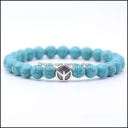 Beaded 10Pc/Set Peace Sign Bracelet Classic Natural Stone Bead Bracelets For Men Women Gift Drop Delivery Jewelry Dhq1M