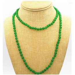 Chains Fashion Jewellery Beautiful 6 Mm 38 "Malaysia Green Jade Beads Gemstone Necklaces