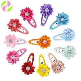 6.5cm Bangs Hair Clip Ribbon Flower Headwear Kids Cute Barrettes Hairgrip Braided Fashion Hairpins Hair Accessories 1754