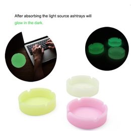 Noctilucent Silicone Ashtrays Eco-friendly Portable Pocket Round High Temperature Resistance Home KTV Restaurant Bar Office Cigarette Cigar Smoking Accessories