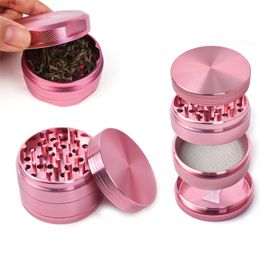 40mm pink purple Tobacco Grinders smoke accessroy metal Aluminium alloy crusher herb grinder 4 layers cnc teeth Philtre net dry herb vaporizer pen smoking accessories