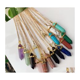 car dvr Pendant Necklaces Reiki Healing Crystal Stone Chakra Rose Tiger Eye Gold Choker Wholesale Energy Pendants Necklace Jewellery Drop Deliv Dhd1H