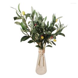 Decorative Flowers 3pcs Artificial Olive Tree Branches With Fruit Leaves For Home Party Wedding DIY Decoration Plants Wreath