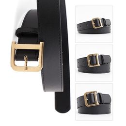 Belts Faux Leather Waist Belt With Gold Pin Buckle For Jeans Dress Pants