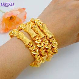 Bangle Luxury Ethiopian Gold Colour Bangles For African Women Indian Middle Eastern Dubai Jewellery Bracelets Brazilian Bangles 230228