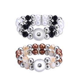 car dvr Charm Bracelets Mtilayer Beaded 18Mm Snap Button Bracelet Colorf Black White Brown Women Men Punk Bangle Noosa Sh002 Drop Delivery Je Dhq4P