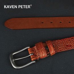 Belts Male Cow Genuine Leather Belts For Men Luxury Crocodile Strap New Fashion Classic Vintage Design Pin Buckle Belt High Quality Z0228