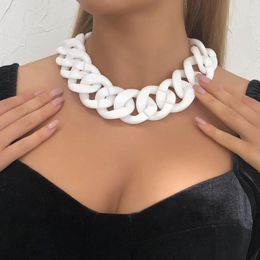 Choker Early Abby 2023 Trend European And American Fashion Exaggerated Hip-hop Women Thick Chain Necklace Retro Resin Sweater