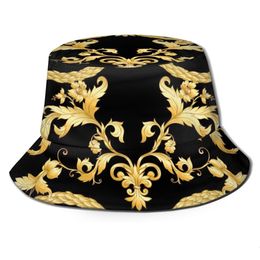 Wide Brim Hats Bucket Hats Luxury Floral Pattern Flowers Golden Fishermans Hat Women Fashion Summer Hiking Hats for Girls Ladies Outdoor Sun Hat Dropship 230228