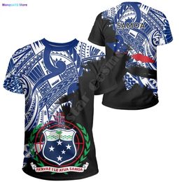 Men's T-Shirts 2022 New 3D Printing Vintage Polynesian Island Samoa Tattoo Tribal Flag Men Women Short Seve T Shirt Streetwear 0301H23