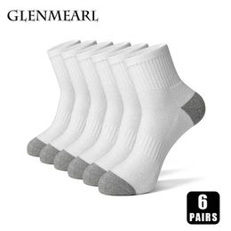 Men's Socks 6 Pairs Cotton Socks for Men Middle Tube Summer Sport Thin High Quality Casual Socks Breathable Running Solid Color Women Socks Z0227