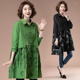 Women's Trench Coats Europe America Women Coat Embroidered Shirt Tops 2023 Spring Autumn Long-Sleeve Loose Mid-Length Casual Outerwear